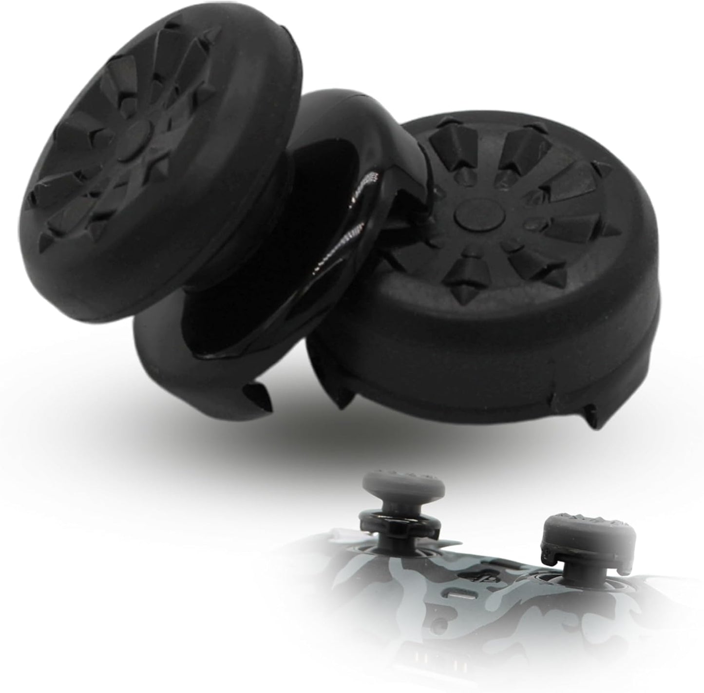 MatoSan® 2X Erhöhter Controller Aufsatz | 7mm & 11mm Präzision Kappen Grip Aim Assist PS5 Controller Zubehör PS4 PS5 Controller Zubehör Sticks Joystick Stick Aufsätze (Schwarz)