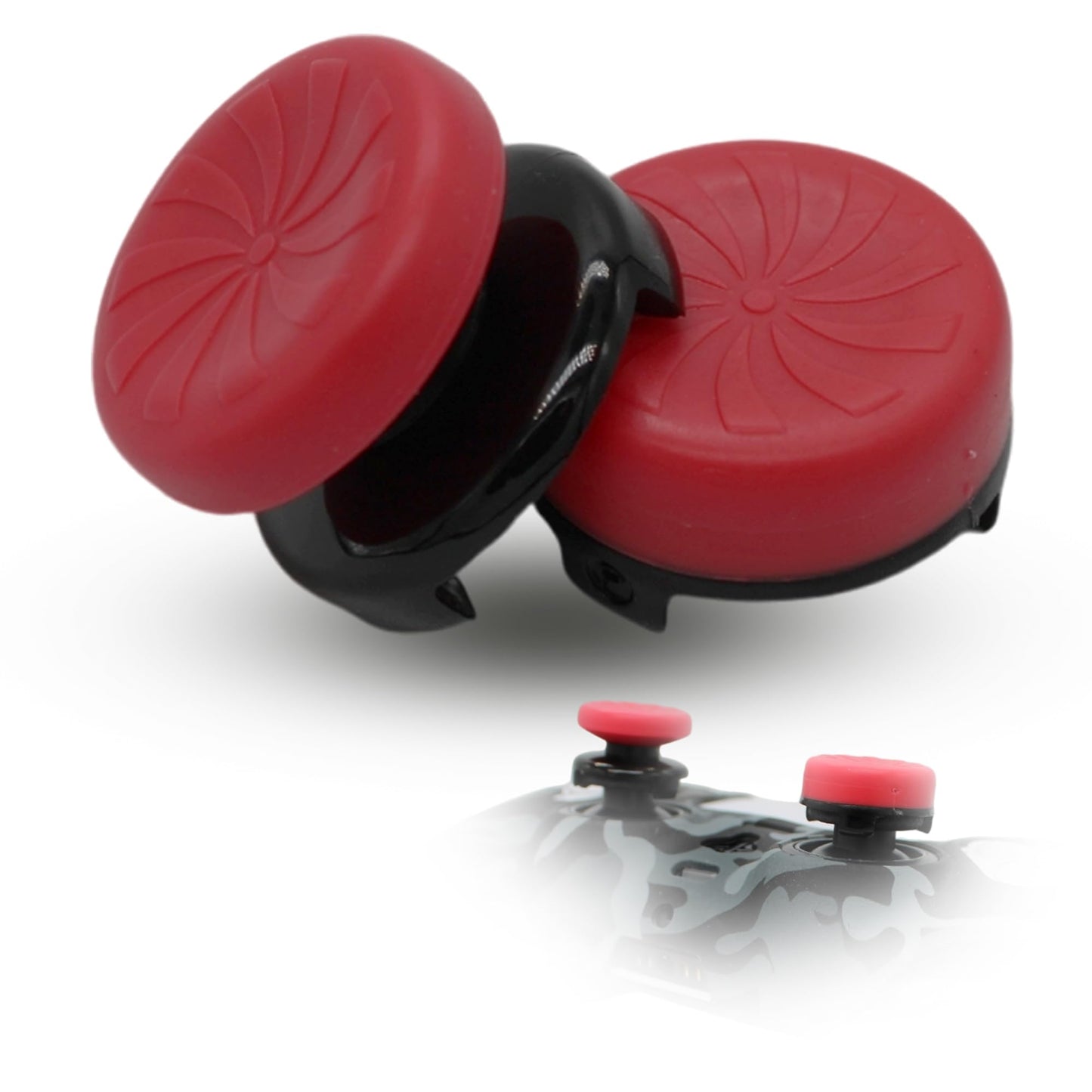MatoSan® 2X Erhöhter Controller Aufsatz | 7mm & 11mm Präzision Kappen Grip Aim Assist PS5 PS4 Controller Zubehör Sticks Joystick Stick Aufsätze (Rot)
