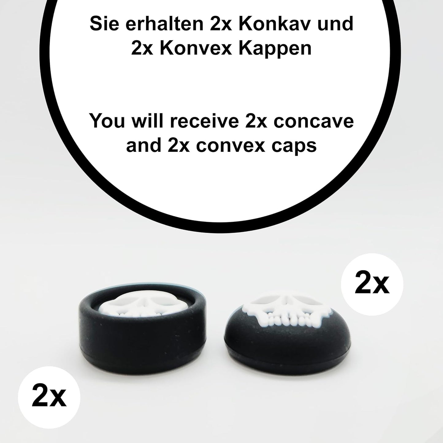 4X Skull Kappen Thumbstick Grip PS4 PS5 Zubehör für Playstation 5 Controller PS5 Controller Stick Joystick Aufsatz Silikon | Für Xb
