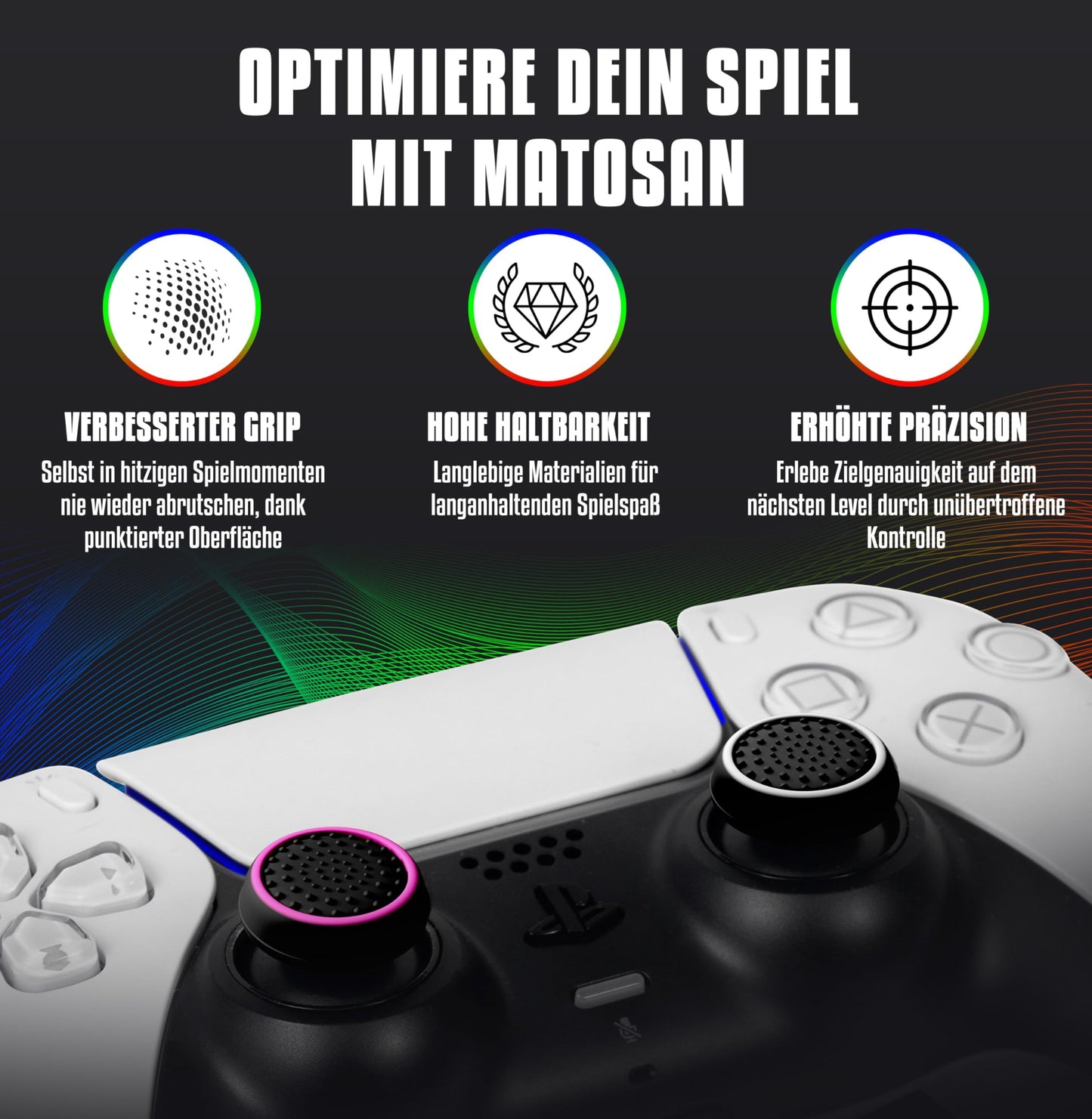 PS5 Zubehör Thumbstick Silikon Kappen - PS4. PS5 Controller Zubehör