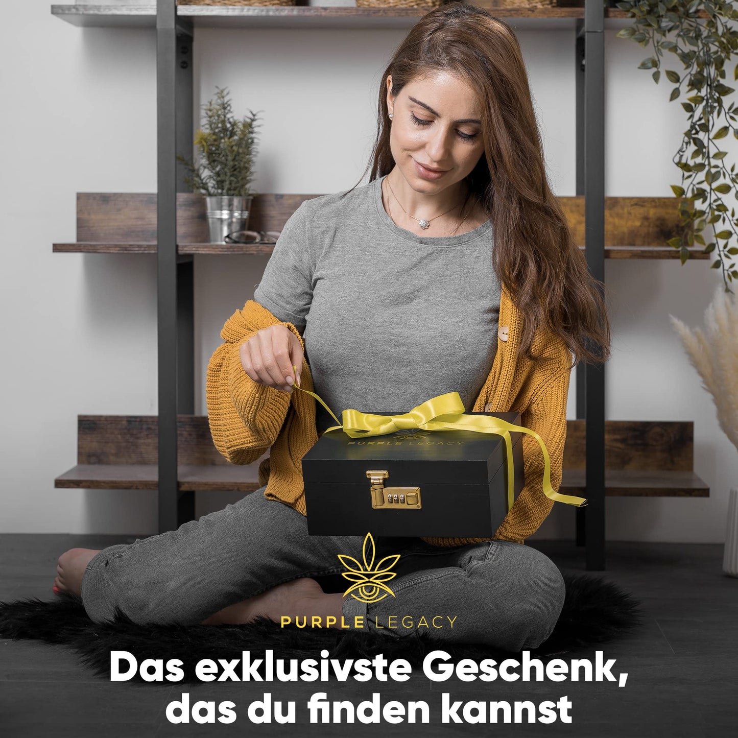 PURPLE LEGACY® Box Set Abschließbare Box aus Kiefernholz mit Zahlenschloss