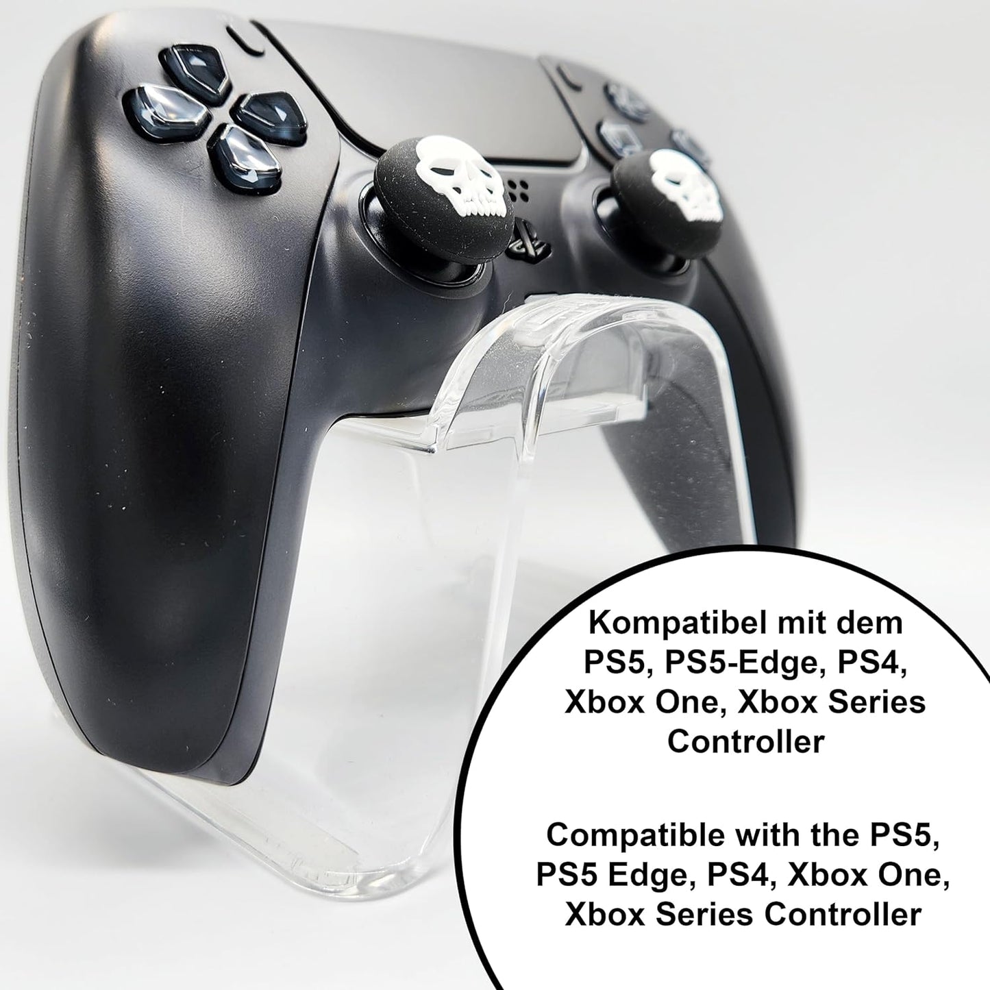 4X Skull Kappen Thumbstick Grip PS4 PS5 Zubehör für Playstation 5 Controller PS5 Controller Stick Joystick Aufsatz Silikon | Für Xb