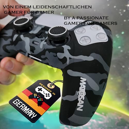 PS5 Controller Skin mit Grip - Hochwertige Hülle mit Kappen