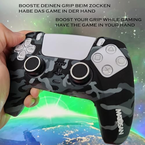 PS5 Controller Skin mit Grip - Hochwertige Hülle mit Kappen