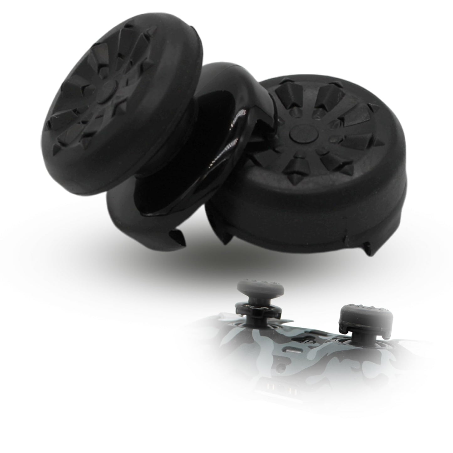 MatoSan® 2X Erhöhter Controller Aufsatz | 7mm & 11mm Präzision Kappen Grip Aim Assist PS5 Controller Zubehör PS4 PS5 Controller Zubehör Sticks Joystick Stick Aufsätze (Schwarz)