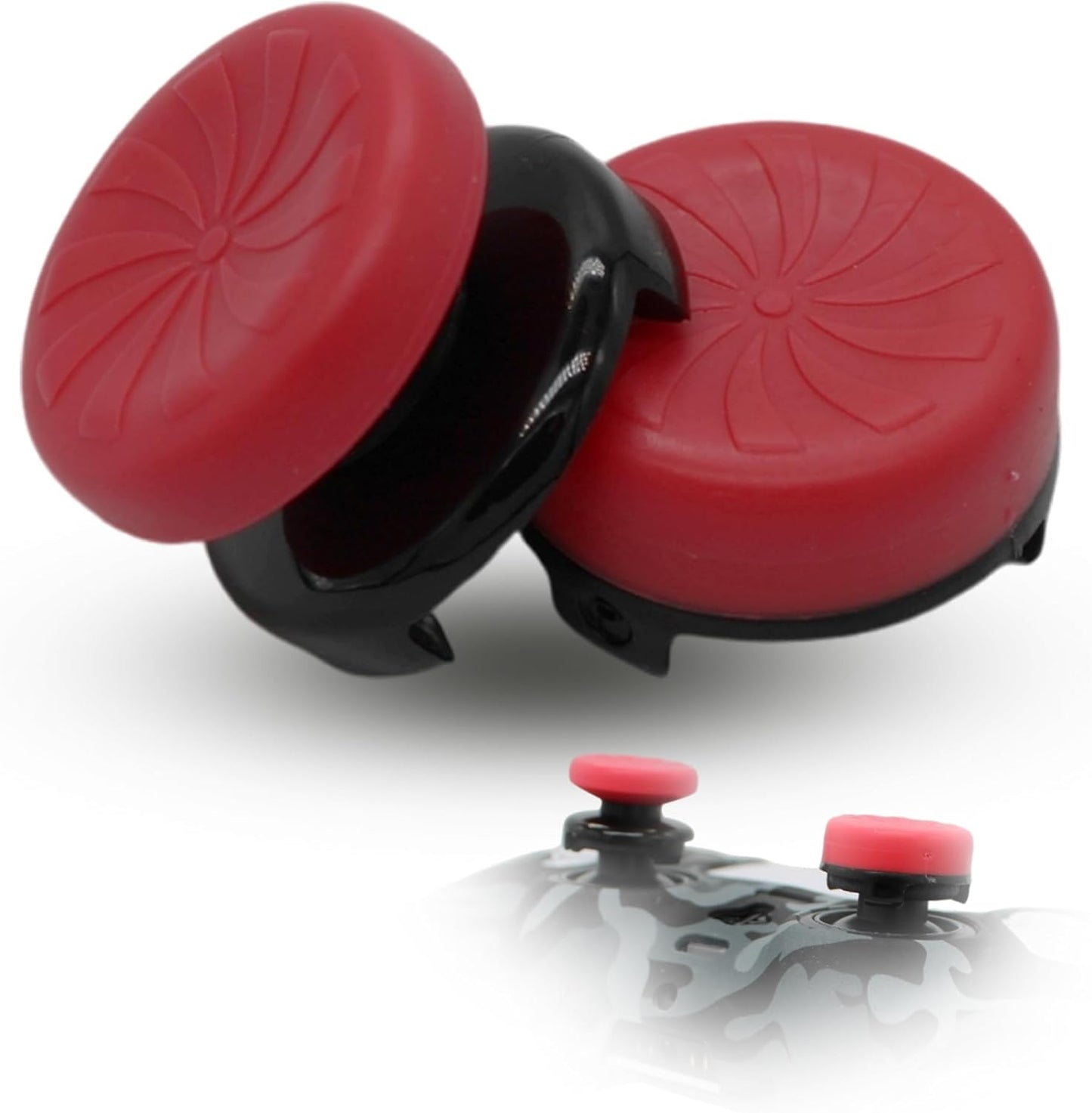MatoSan® 2X Erhöhter Controller Aufsatz | 7mm & 11mm Präzision Kappen Grip Aim Assist PS5 PS4 Controller Zubehör Sticks Joystick Stick Aufsätze (Rot)
