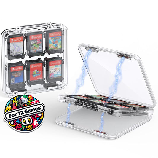 Switch Game Case Transparente Hülle für Switch Spiele Aufbewahrung, Switch Games Organizer mit Magnetverschluss, Für 12 Switch Karten Aufbewahrung
