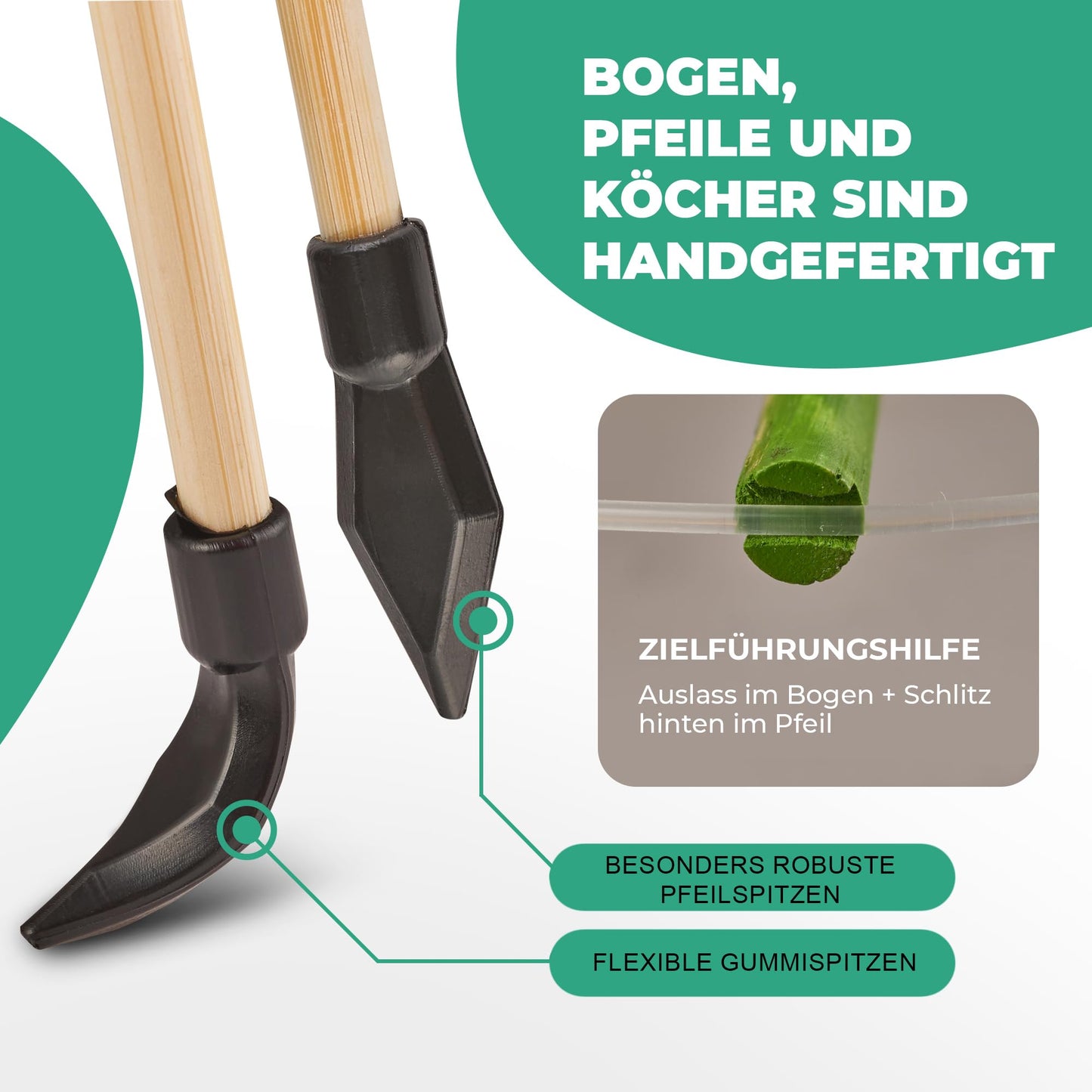 Abowllon® Pfeil und Bogen Kinder Sportgerät Set 15 Pfeile mit Gummispitze, Köcher, Tasche & 4 Zielscheiben | Bogenschießen Kinder | Für Rechts und Linkshänder Kinderbogen
