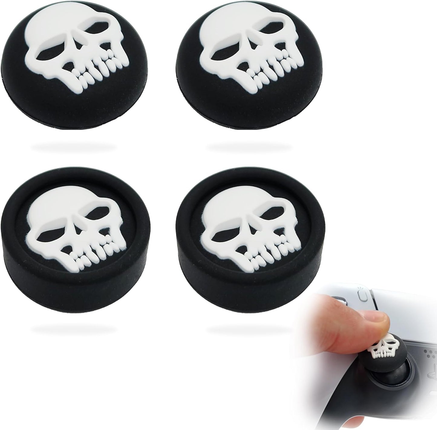 4X Skull Kappen Thumbstick Grip PS4 PS5 Zubehör für Playstation 5 Controller PS5 Controller Stick Joystick Aufsatz Silikon | Für Xb