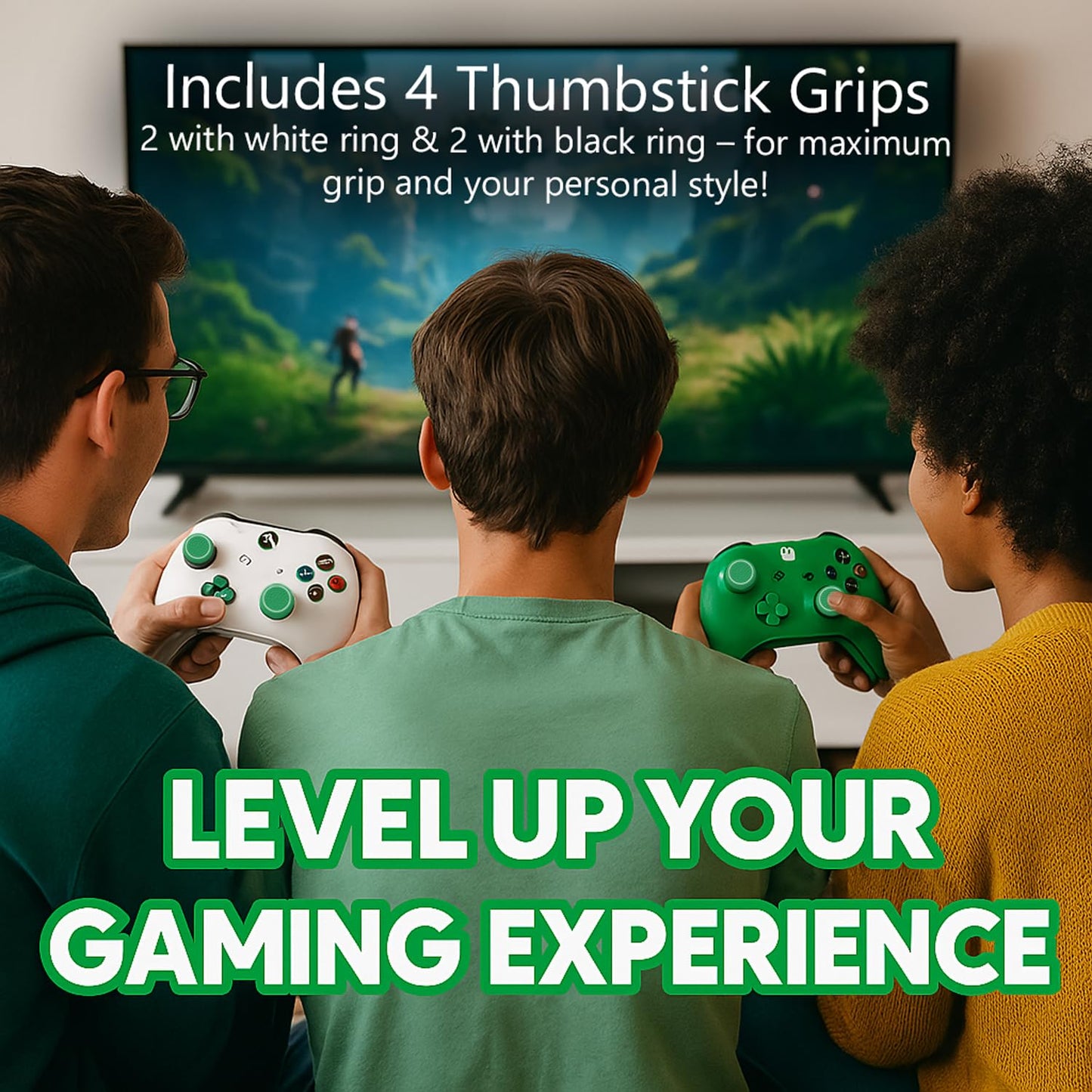 MatoSan® 4X Thumbstick Kappen – Speziell für Xbox One & Xbox Series X/S Controller – Verbesserter Grip & Präzision – Hochwertiges Gaming Zubehör in Grün