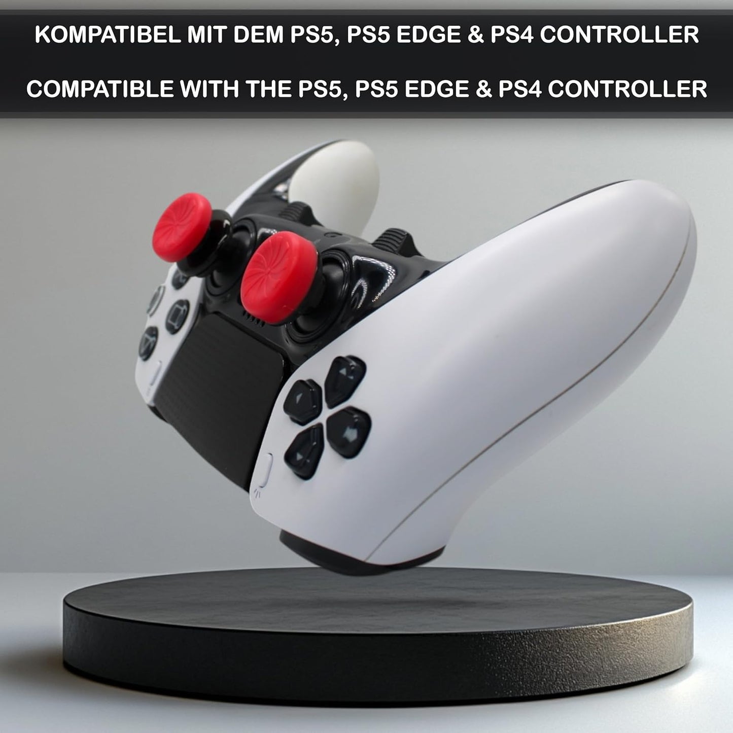 MatoSan® 2X Erhöhter Controller Aufsatz | 7mm & 11mm Präzision Kappen Grip Aim Assist PS5 PS4 Controller Zubehör Sticks Joystick Stick Aufsätze (Rot)