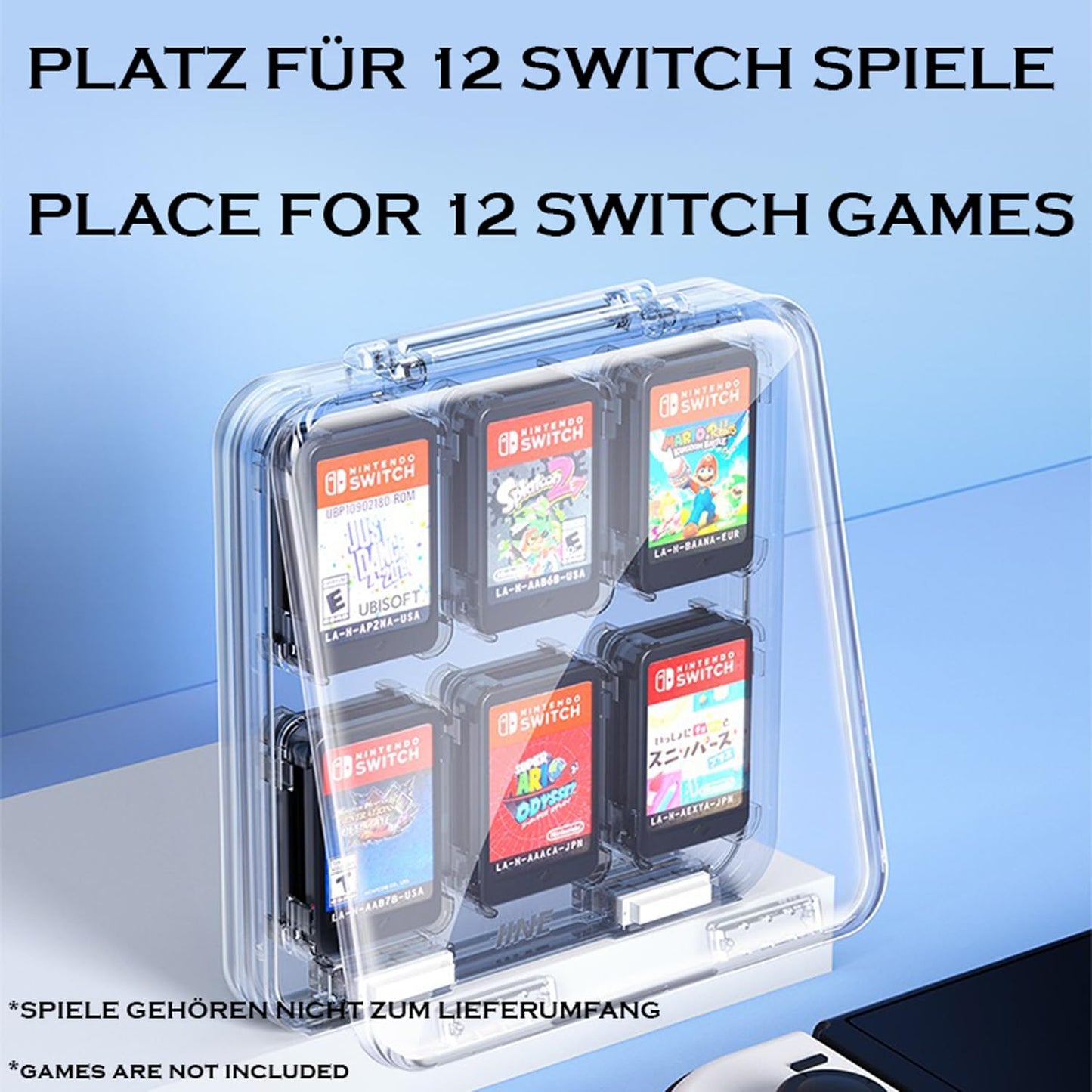 Switch Game Case Transparente Hülle für Switch Spiele Aufbewahrung, Switch Games Organizer mit Magnetverschluss, Für 12 Switch Karten Aufbewahrung