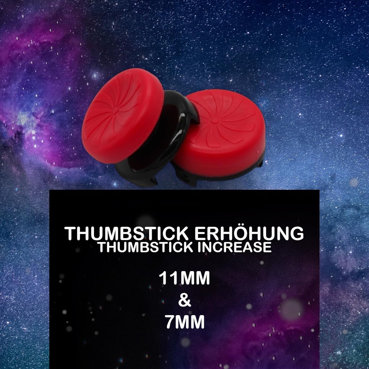 MatoSan® 2X Erhöhter Controller Aufsatz | 7mm & 11mm Präzision Kappen Grip Aim Assist PS5 PS4 Controller Zubehör Sticks Joystick Stick Aufsätze (Rot)