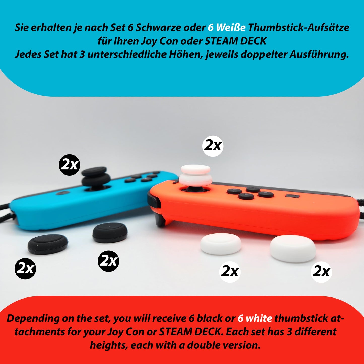 6X Joystick Kappen Kompatibel mit Nintendo Switch Grip Joy Con Grip Thumbstick Grip Switch Lite OLED Zubehör Thumb Grips Nintendo S