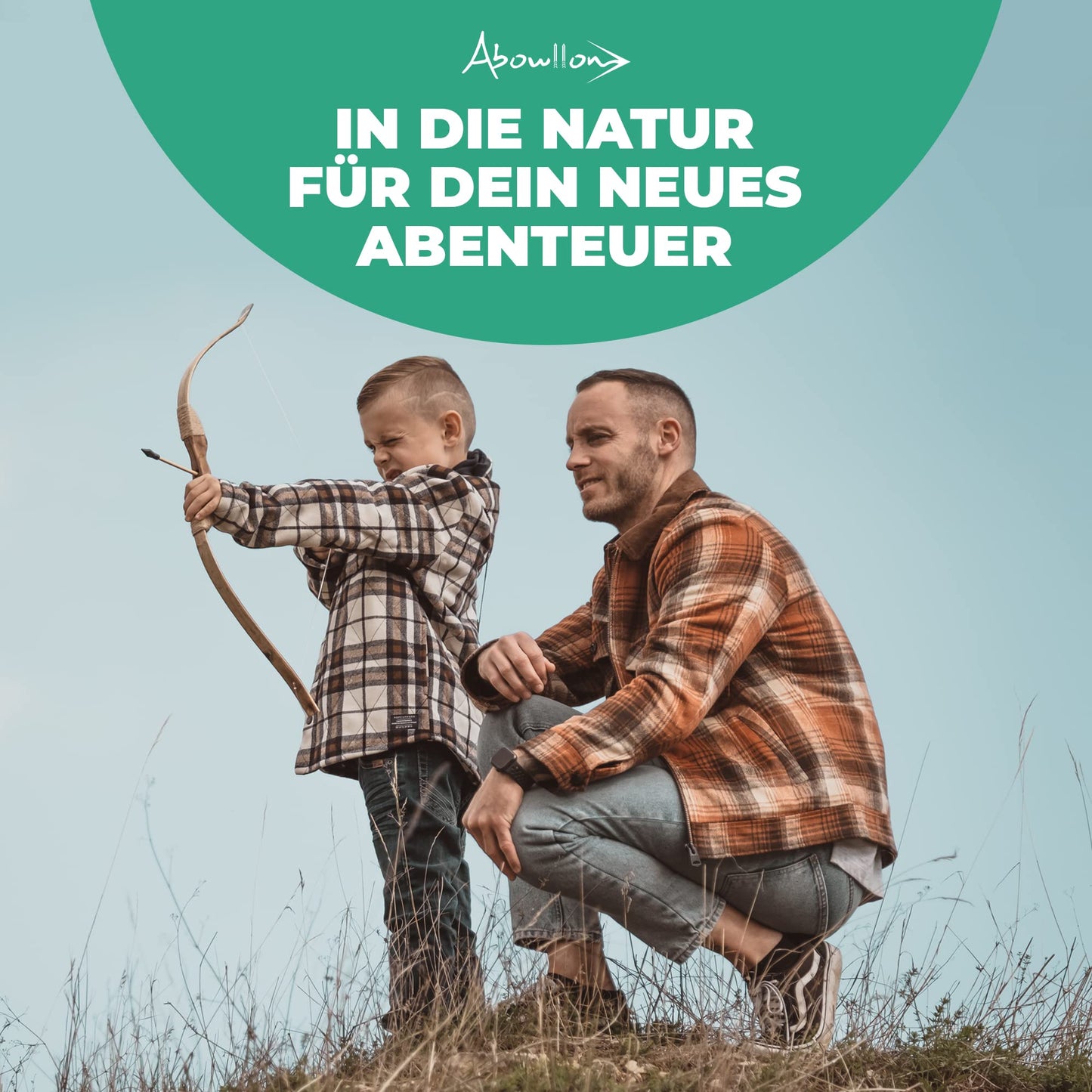 Abowllon® Pfeil und Bogen Kinder Sportgerät Set 15 Pfeile mit Gummispitze, Köcher, Tasche & 4 Zielscheiben | Bogenschießen Kinder | Für Rechts und Linkshänder Kinderbogen
