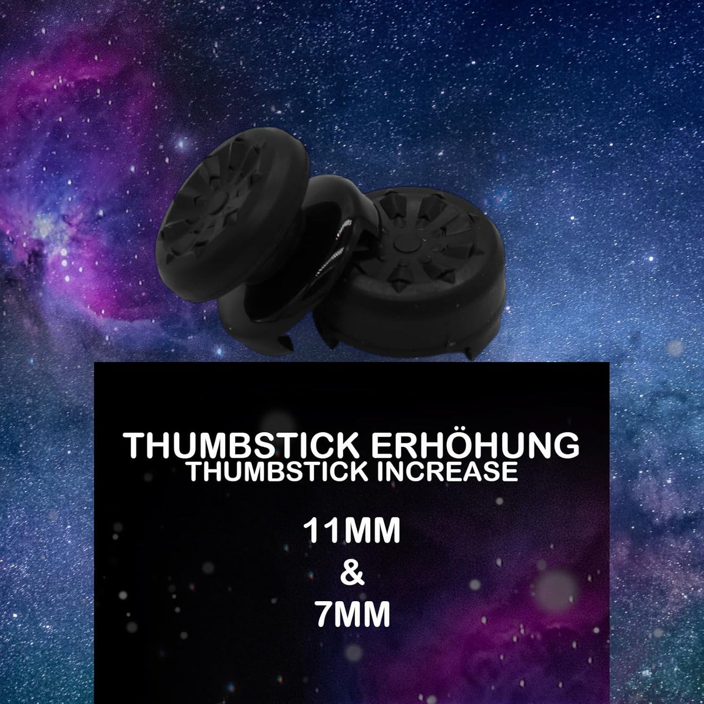 MatoSan® 2X Erhöhter Controller Aufsatz | 7mm & 11mm Präzision Kappen Grip Aim Assist PS5 Controller Zubehör PS4 PS5 Controller Zubehör Sticks Joystick Stick Aufsätze (Schwarz)