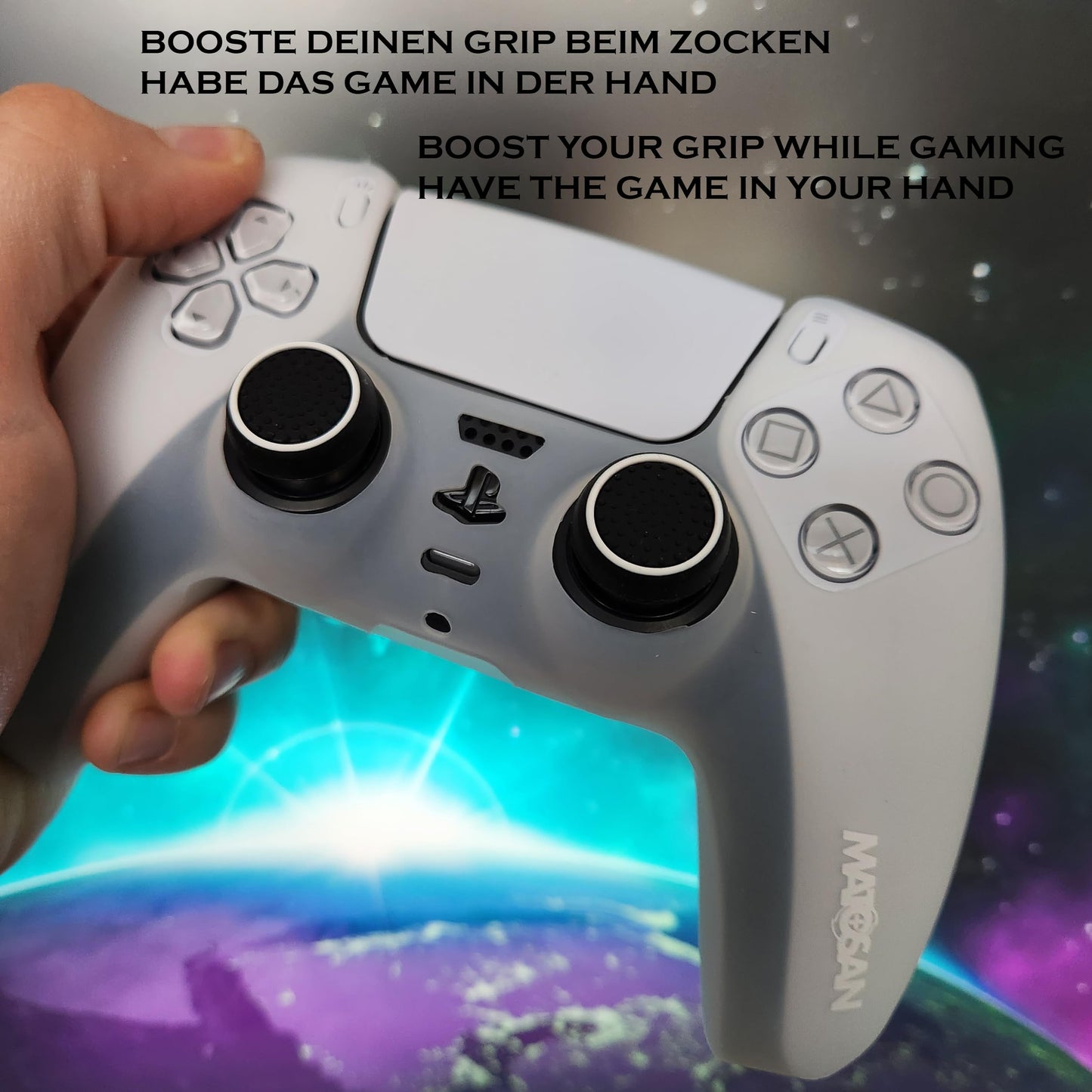 PS5 Controller Skin mit Grip - Hochwertige Hülle mit Kappen