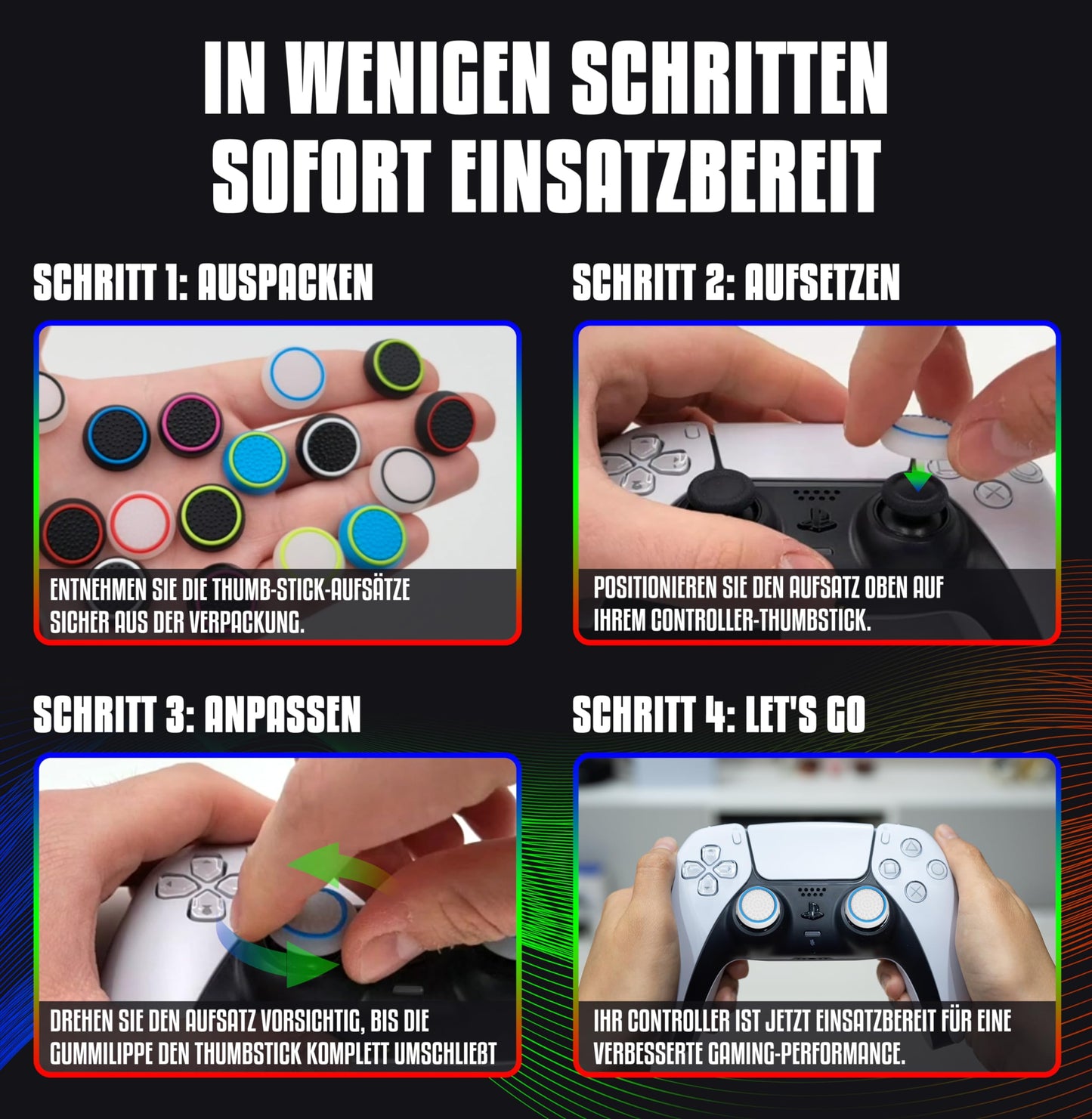 PS5 Zubehör Thumbstick Silikon Kappen - PS4. PS5 Controller Zubehör