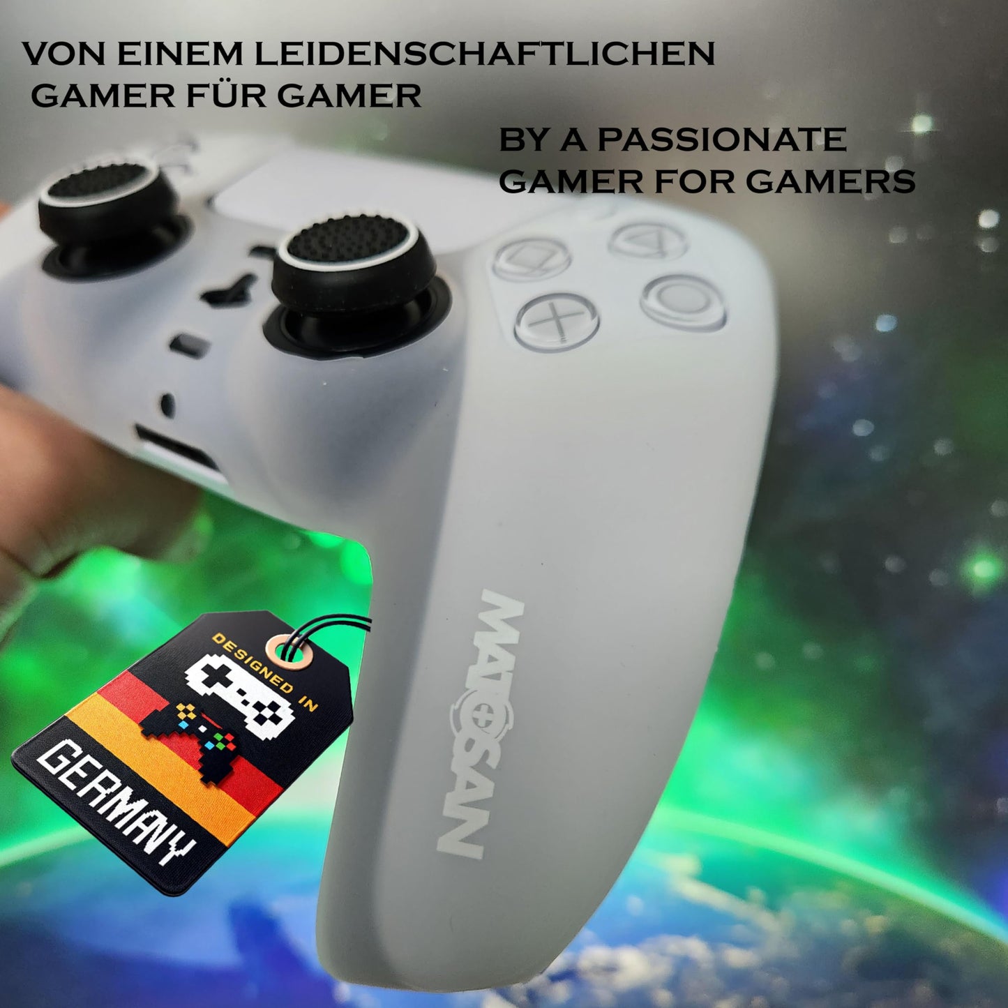 PS5 Controller Skin mit Grip - Hochwertige Hülle mit Kappen