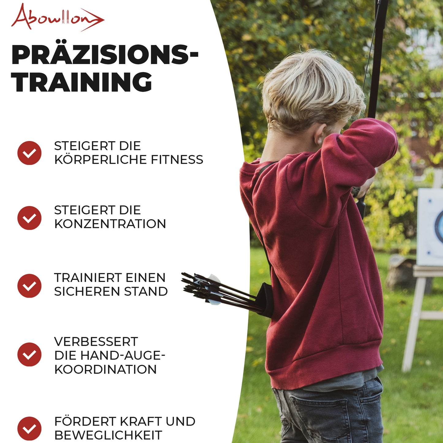 Pfeil und Bogen Kinder | Zielscheibe Bogenschießen Kinder | Sportbogen mit 10 Pfeilen, 6 Zielscheiben, Nylon Köche