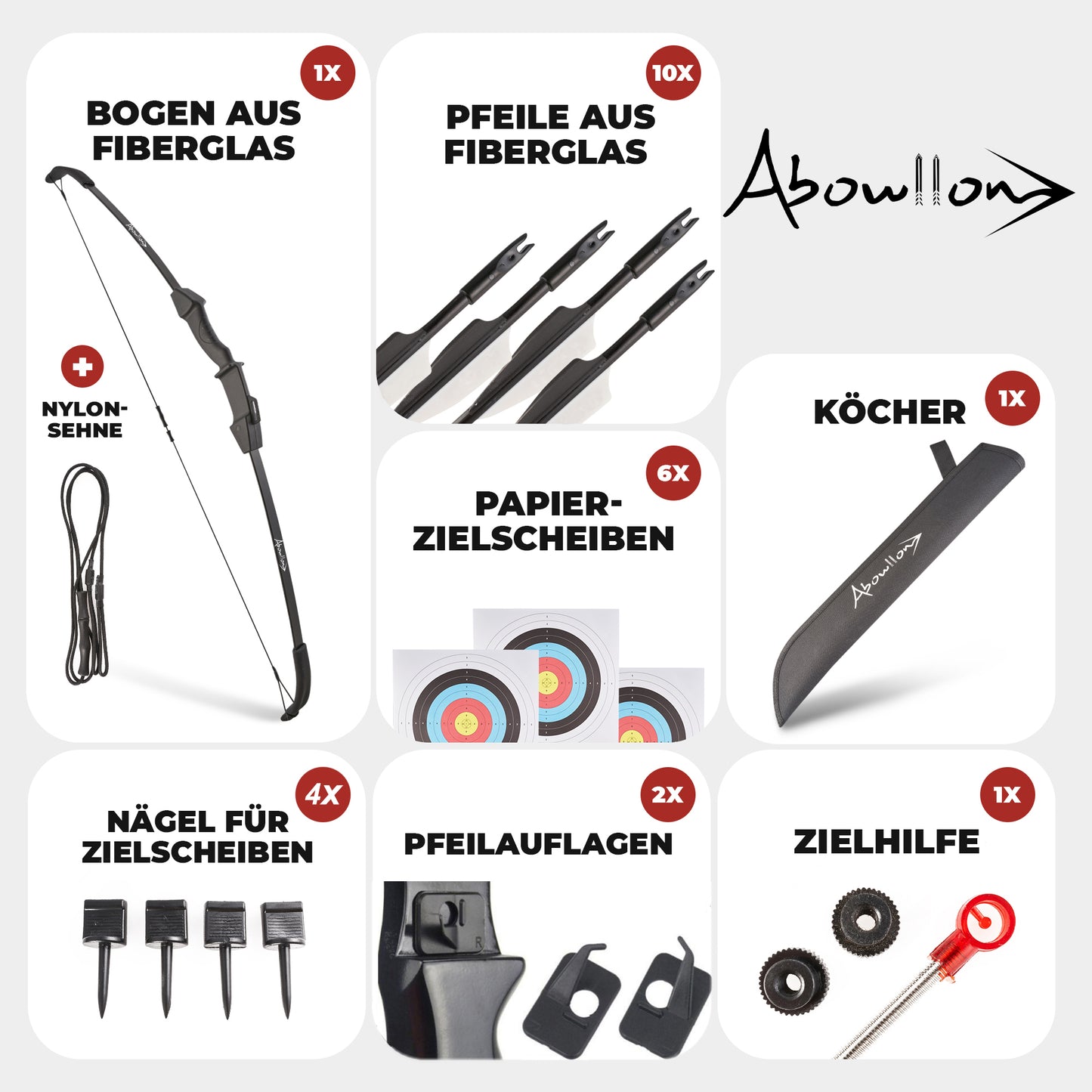 Pfeil und Bogen Kinder | Zielscheibe Bogenschießen Kinder | Sportbogen mit 10 Pfeilen, 6 Zielscheiben, Nylon Köche